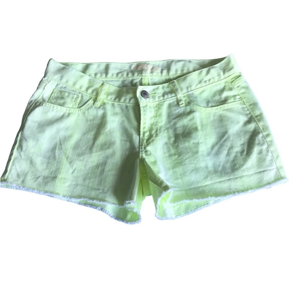Old Navy Pants - ✨Sold✨ Old Navy Neon Bleach Dyed Yellow The Diva Jean Shorts Size 4